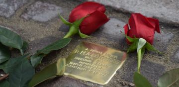 A Stolperstein by artist Gunter Demnig placed in front of the Basilica of Saint Anthony in Padua remembers Father Placido Cortese, director of the Messenger of Saint Anthony during the Second World War